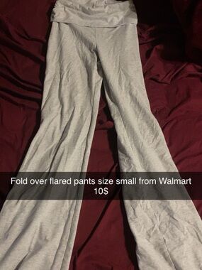 NOBO Light Gray Fold-Over Waist Flared Pants